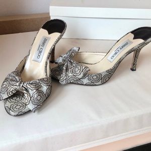 Jimmy Choo rhinestone bow slip-on heels